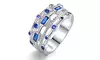 18K White Gold Plated 5 Layer Blue Sapphire Ring by Peermont