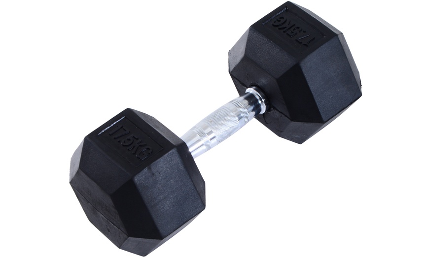 Image 14: Rubber Hexagonal Dumbbells