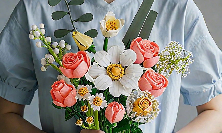 Image 1: Set di mattoncini da costruzione bouquet di fiori selvatici