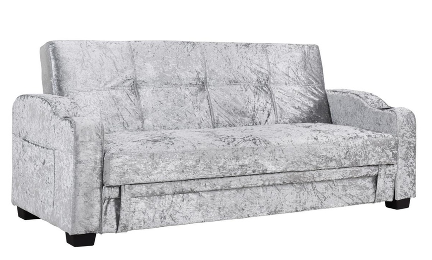 Image 6: Crushed Velvet Fabric Sofa Bed