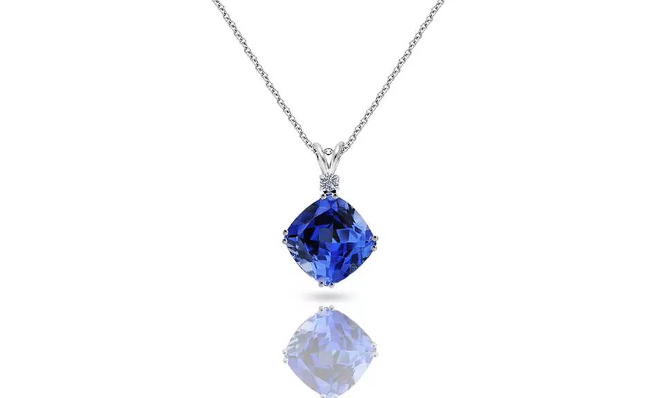 4.00 CTTW Sapphire and Diamond Pendant in Sterling Silver - Primary Image