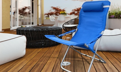 Sdraio canapone pieghevole in metallo con cuscino