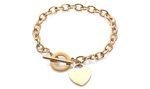  Heart Charms Bracelet with Toggle Clasp 