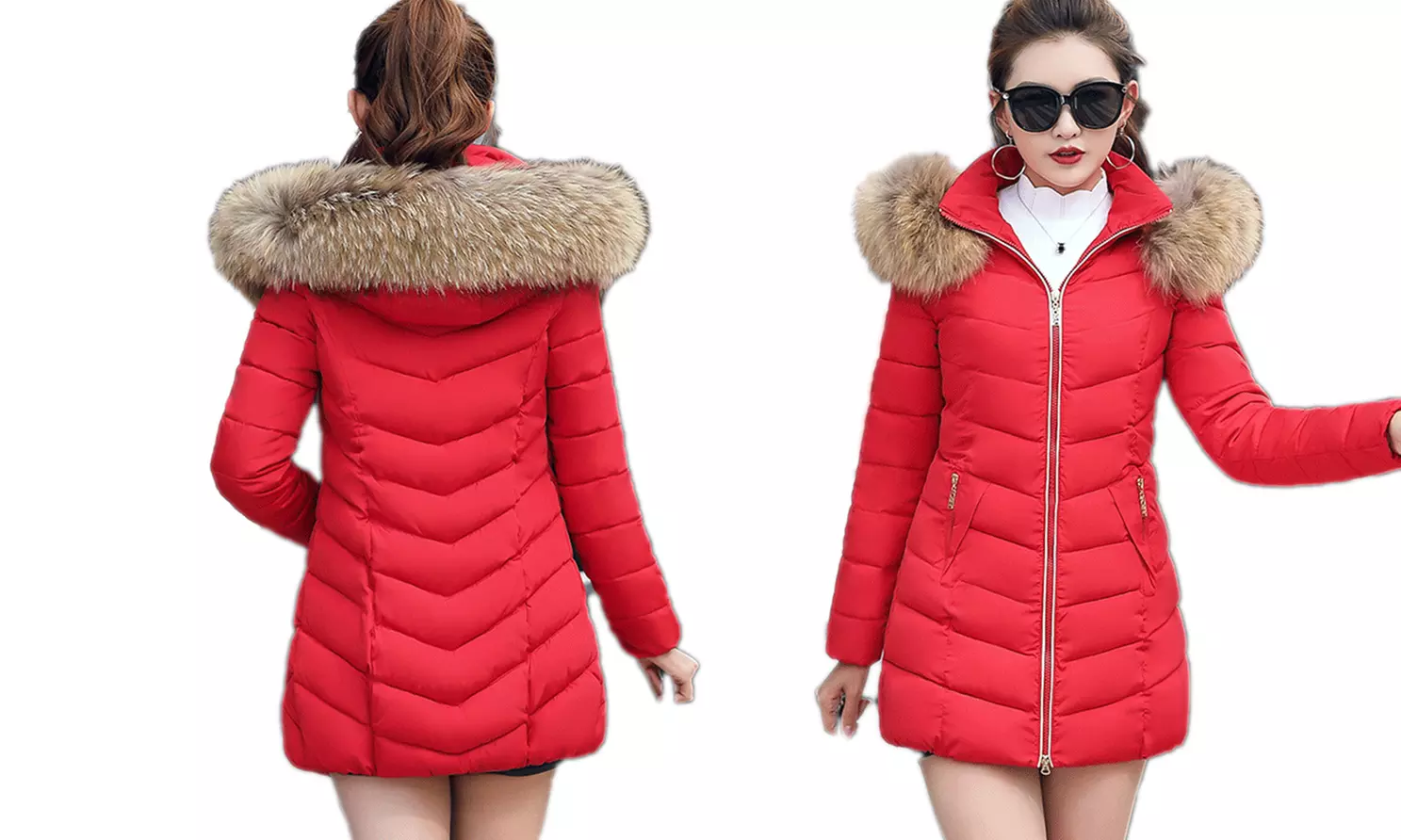 Doudoune 3/4 col fausse fourrure Rita - Second Medium