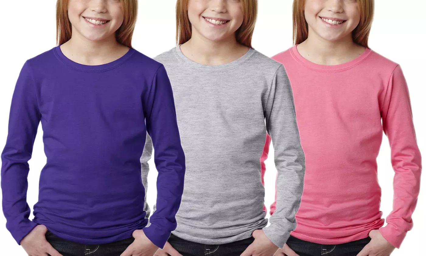 Girls' Princess Long Sleeve Tees (3-Pack) - Second Medium