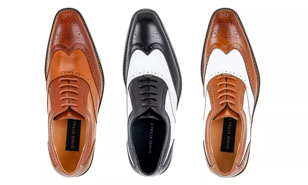 Gino Vitale Men's Two-Tone Wing-Tip Oxford Shoes - Primary Image