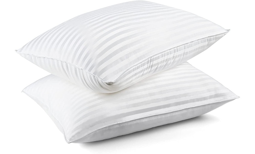 Image 1: Two or Four Jumbo Satin Stripe Bounce Back Pillows
