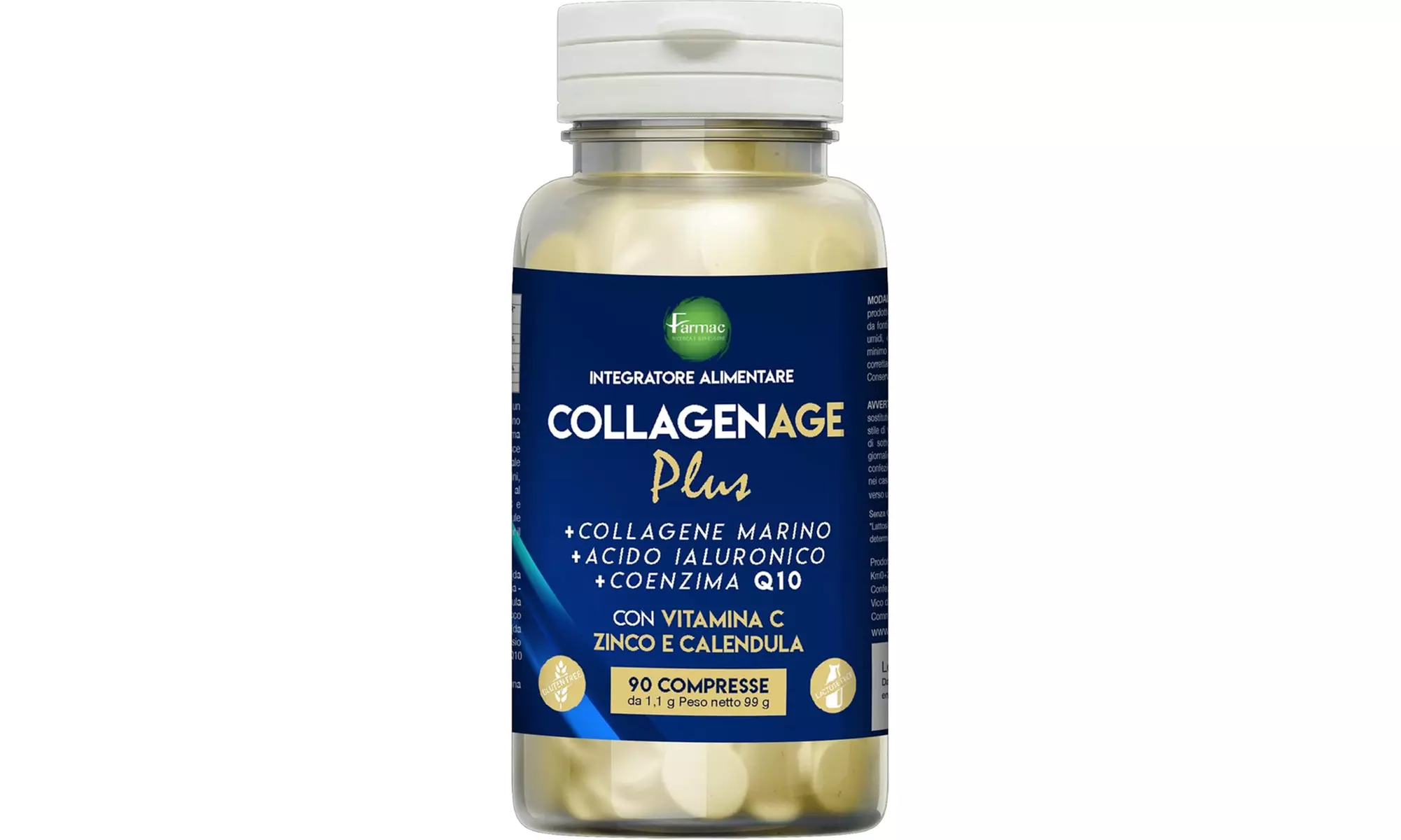 90 compresse di integratore alimentare Collagene Plus con acido ialuronico e coenzima Q10 - Primary Image