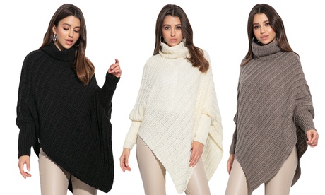 1 ou 2 ponchos femme asymétriques en maille