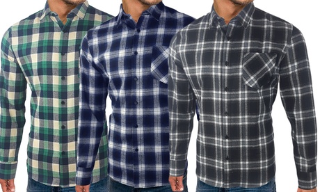 Chemise à carreaux style flanelle pour homme