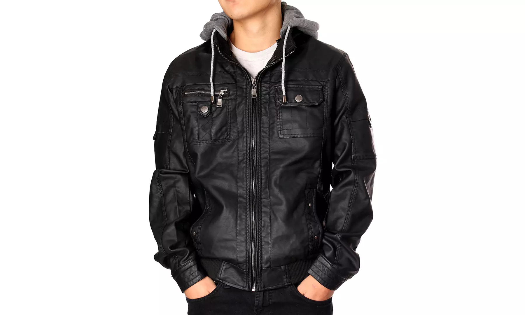 RNZ Premium Designer Men's Faux-Leather Jacket - Primary Image