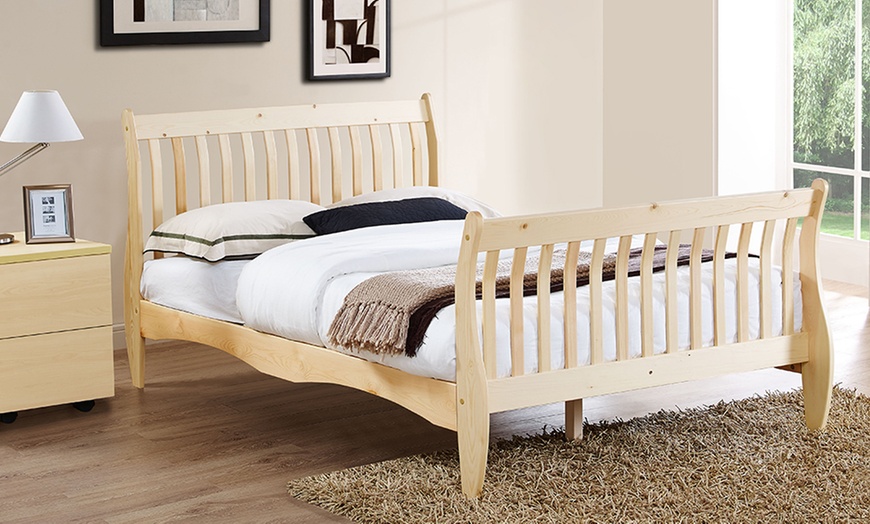 Image 3: Natural or White Pine Sleigh Bed