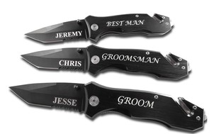 Black Engraved Rescue Pocket Knifes