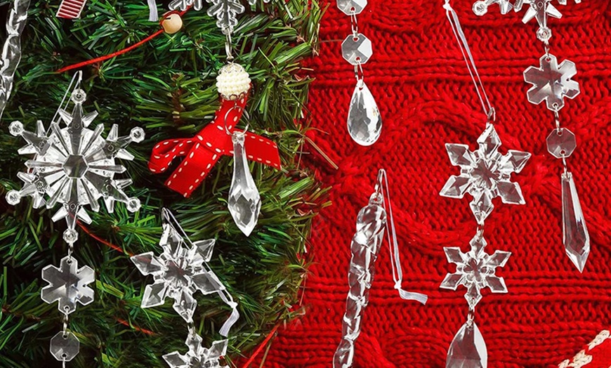 Image 2: Elegant Acrylic Snowflake Ornaments – 10-Piece Christmas Tree Set