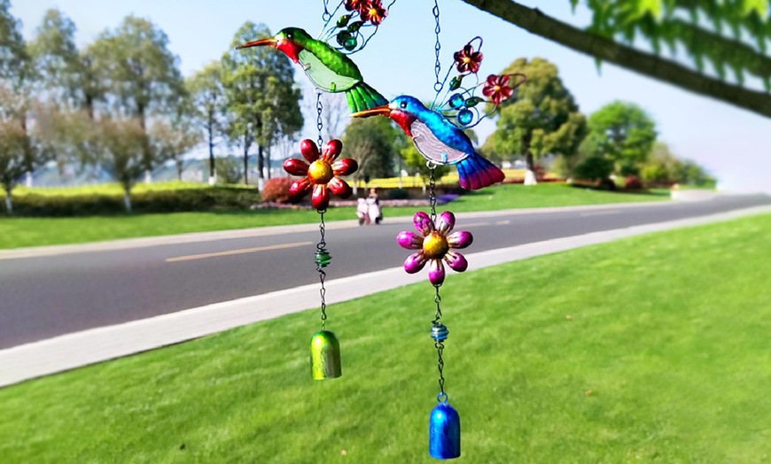 Image 4: Outdoor Hummingbird with Flower Hanging Decoration