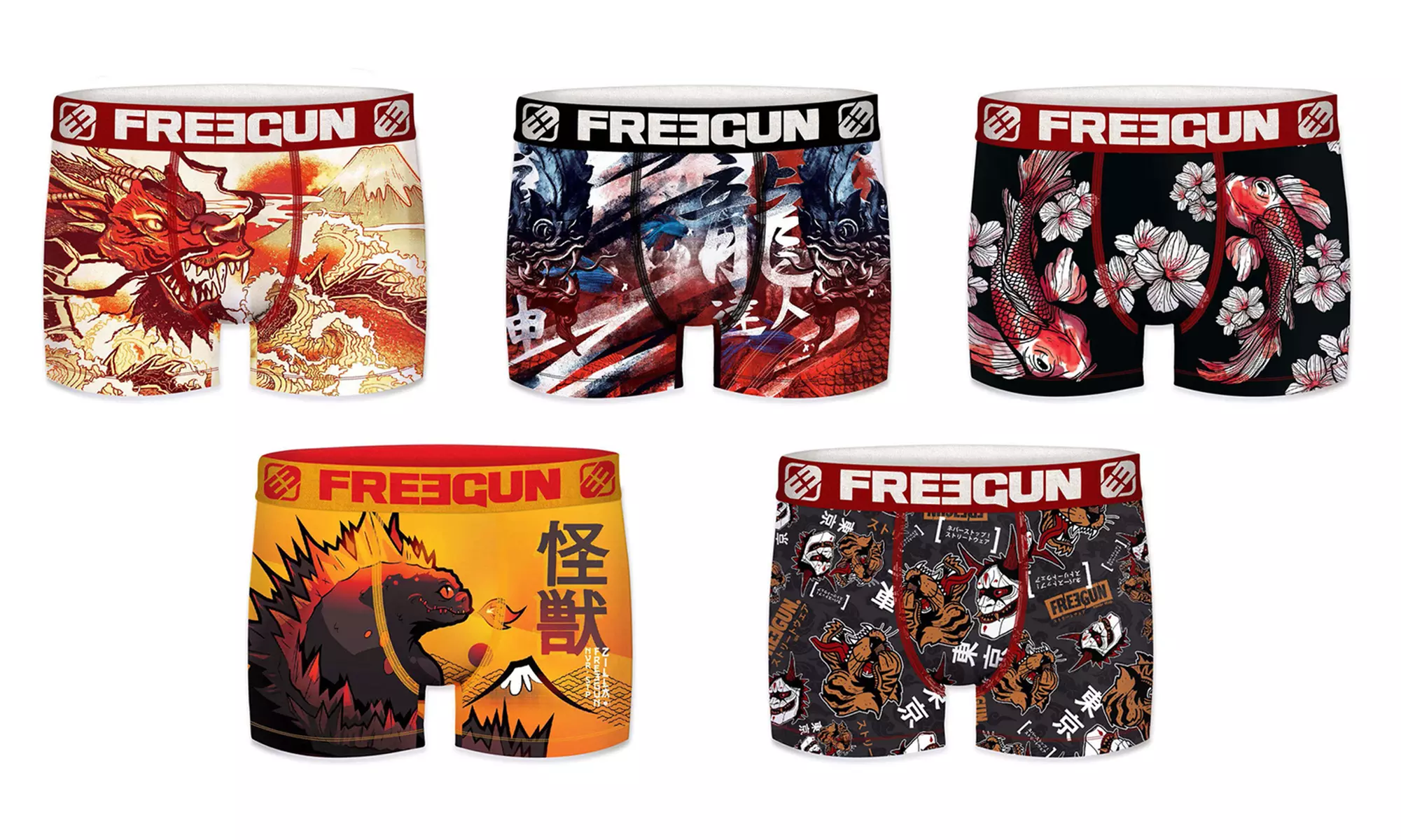 Pack 5 Boxers de la marque Freegun collection Japan pour Homme - Primary Image