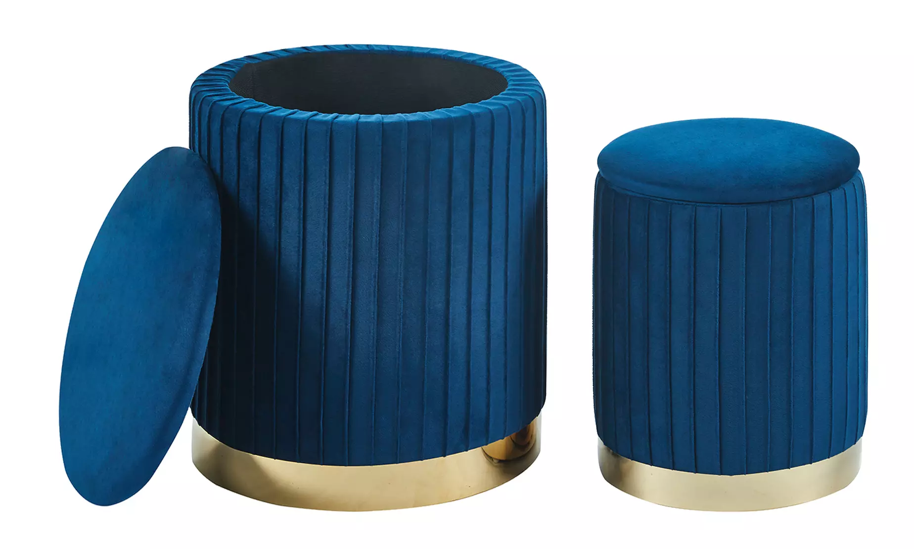 Set 2 velvet opberg-poefen