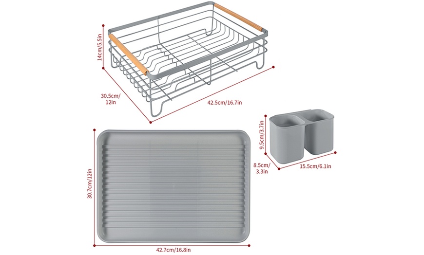 Image 10: Three-Piece Dish Drainer with Drip Tray and Cutlery Holder