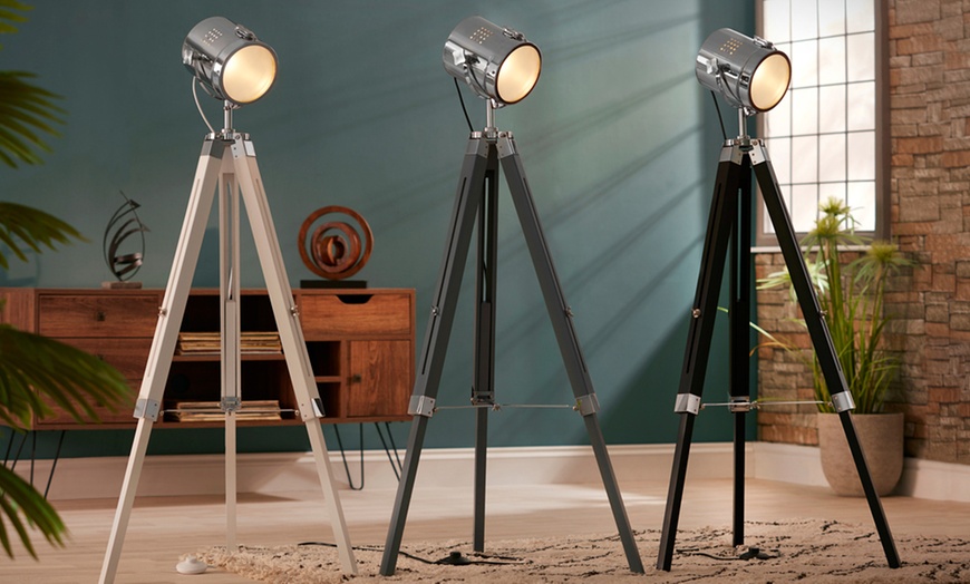 Image 1: Nautical Tripod Floor Lamp