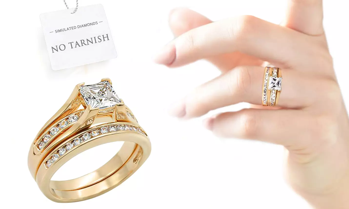 Bague en acier inoxydable plaqué or sertie de zircone Swarovski® de 6mm de Ah! Jewellery - Primary Image