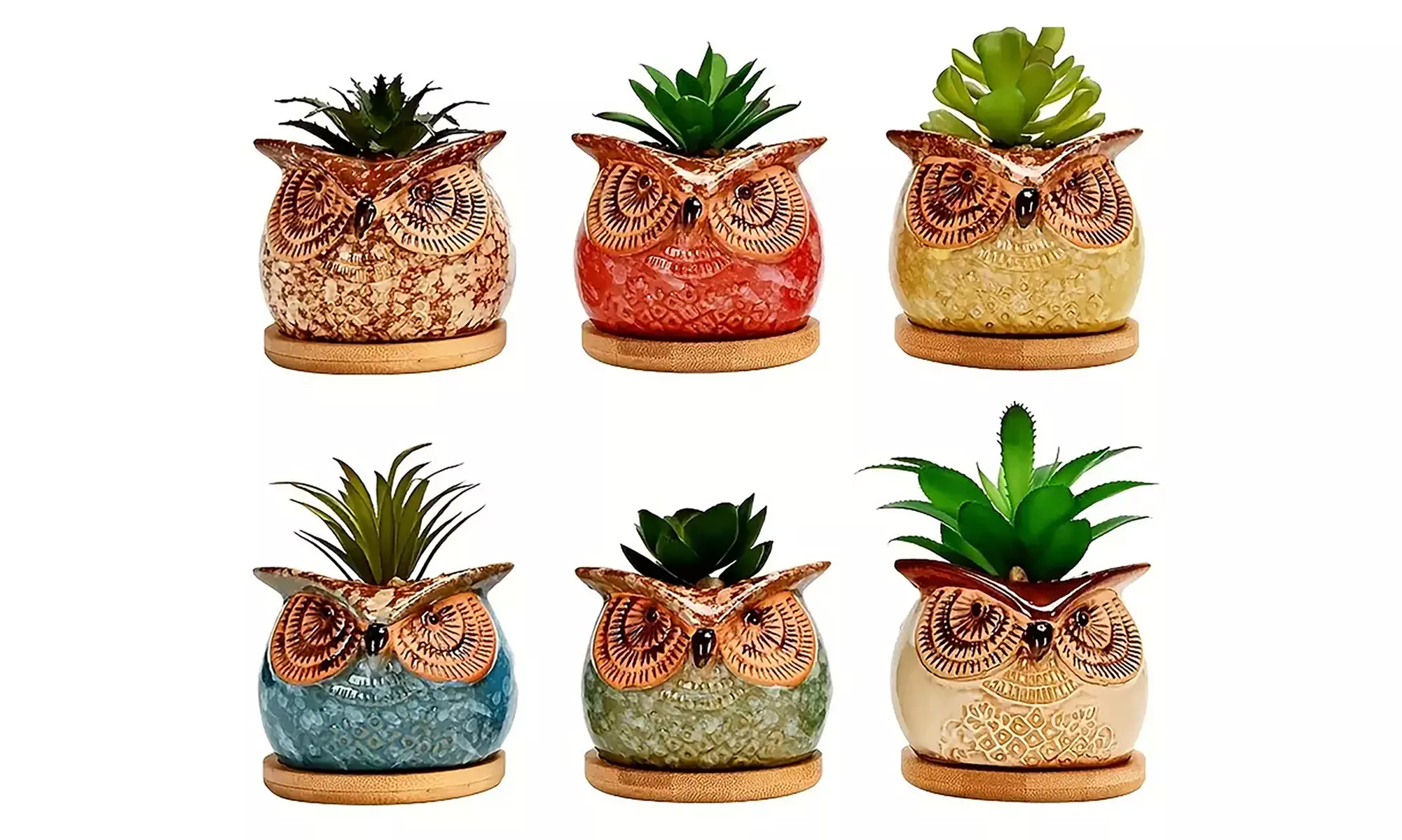 3er- oder 6er-Set Keramiktopf im Eulen Design