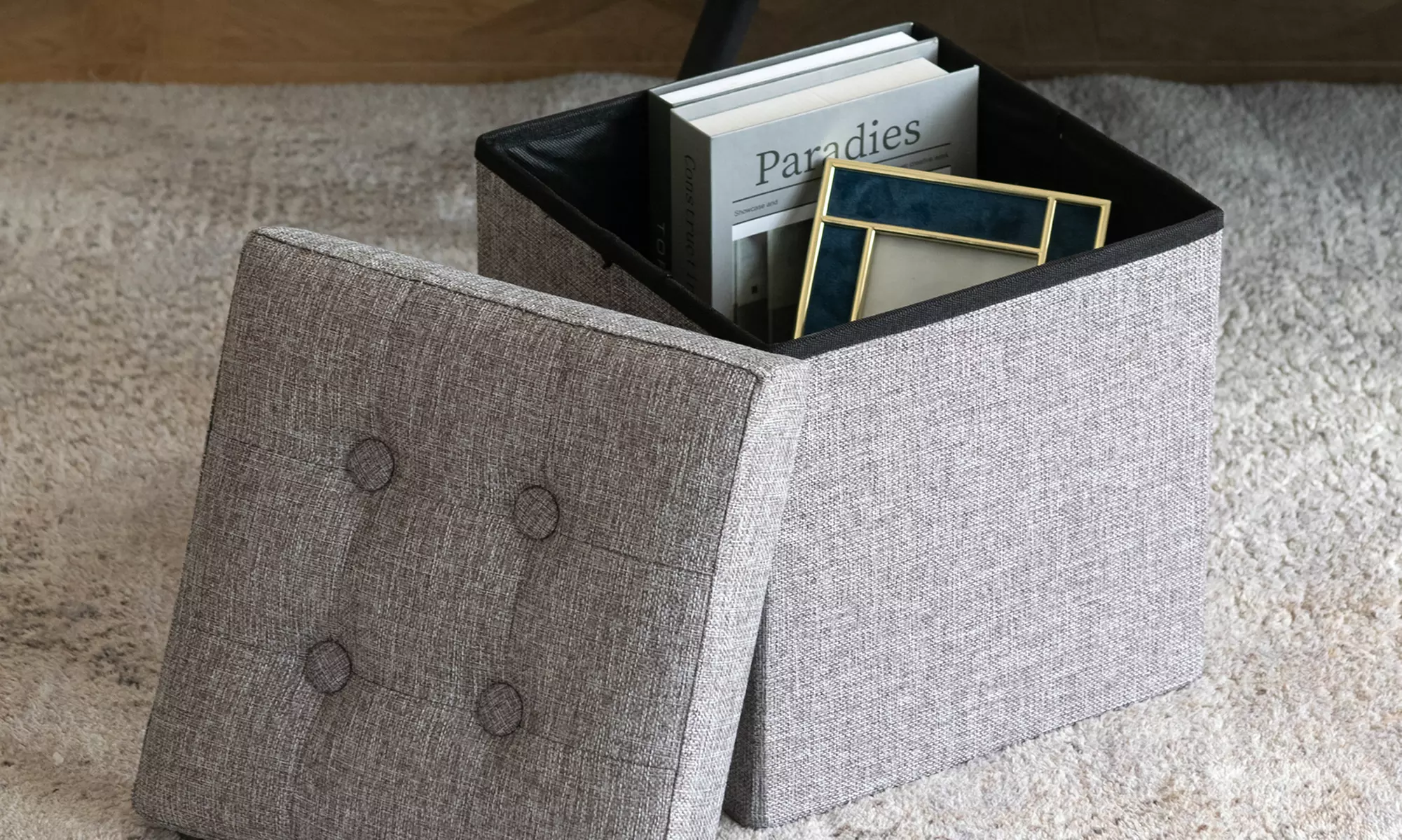 Folding Ottoman Storage Benches with Hidden Storage