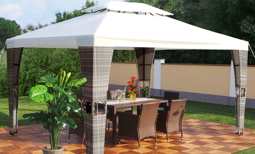 Image 20: Rattan-Effect Gazebo with LED