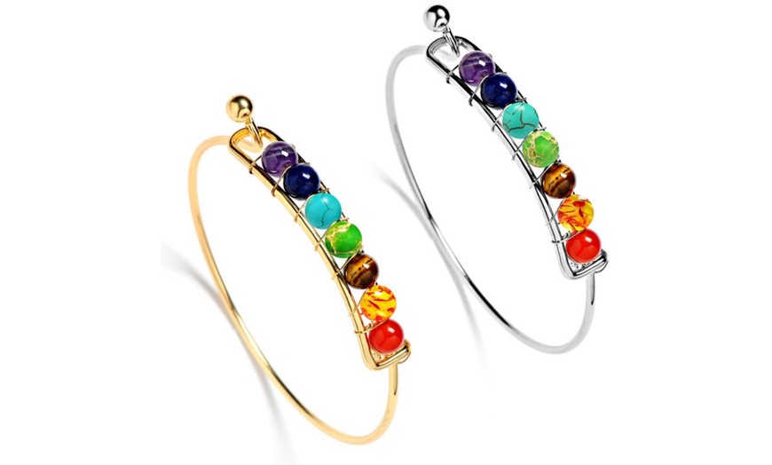 Image 1: Seven-Chakra Bangle Bracelet