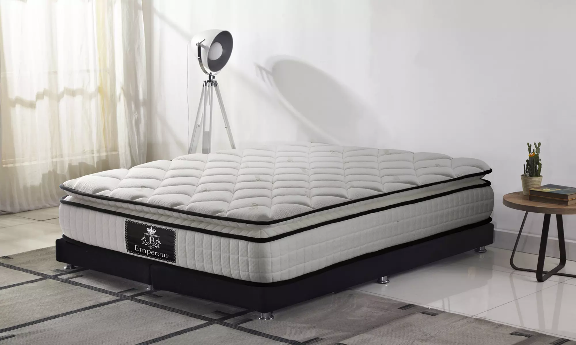 Matelas Royal Empereur 22cm à mémoire de forme et surmatelas relié, tissus bambou 100% Jersey, hypoallergénique, Sampur - Primary Image