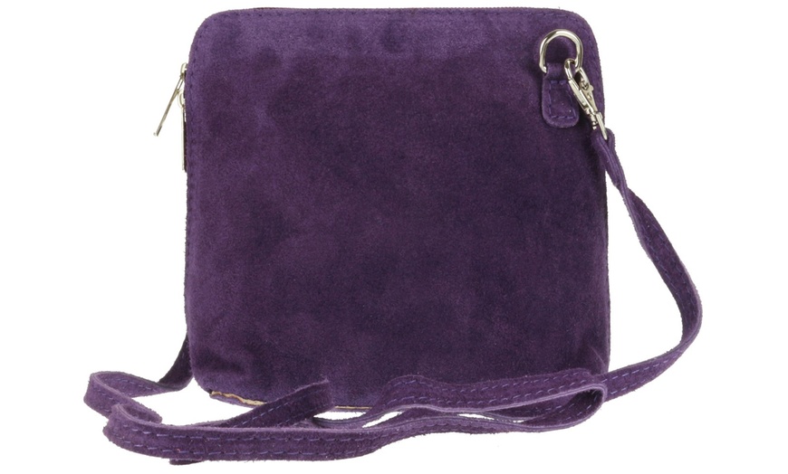 Image 16: Suede Leather Cross-Body Bag