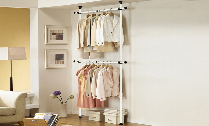 Image 1: Telescopic Wardrobe Organiser