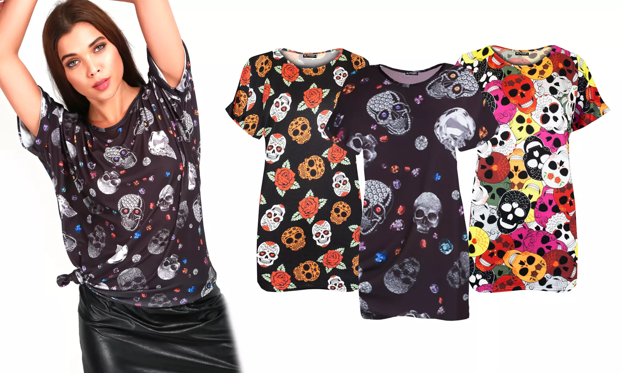 Sélection de t-shirts amples pour femmes, à imprimés d'Halloween, taille au choix - Primary Image