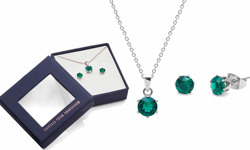 Image 10: Birthstone Necklace and Earrings Set with Crystals from Swarovski®