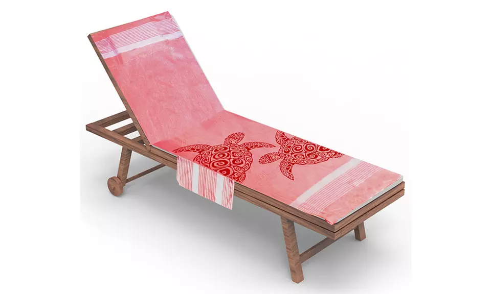 Serviette de transat en coton avec coussin amovible et poches de rangement