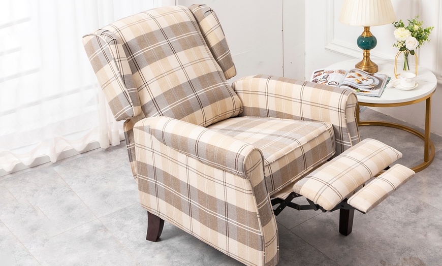 Image 17: Russell Wing-Back Recliner Armchair