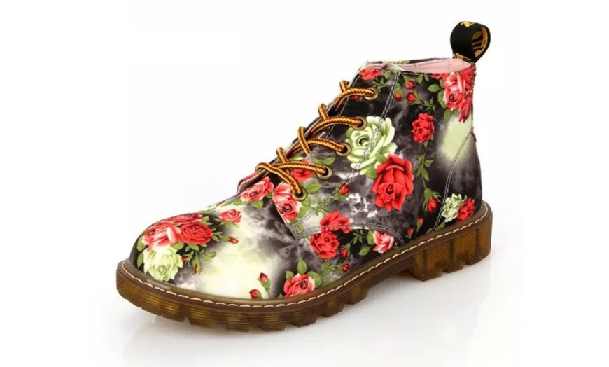 Image 4: Floral Lace-Up Ankle Boots