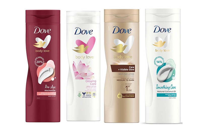 Image 1: Three- or Six-Pack of Dove Body lotions 400ml