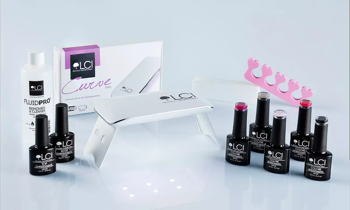 3, 6, 12 ou 18 vernis gel semi-permanents LCI avec lampe mini LED - Primary Image