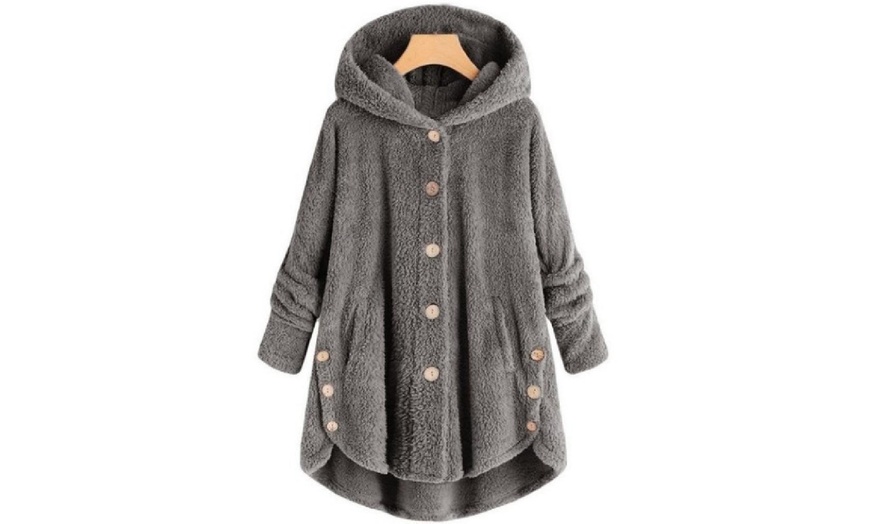 Image 9: Oversized Fluffy Hooded Coat