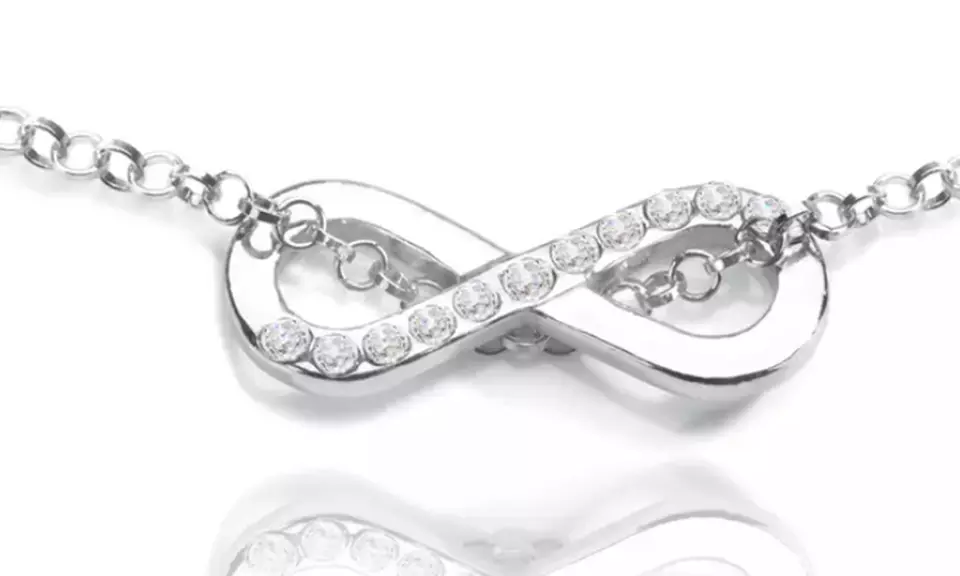 Collier avec pendentif signe de l'infini orné de cristaux Swarovski®, coloris au choix - Image 3