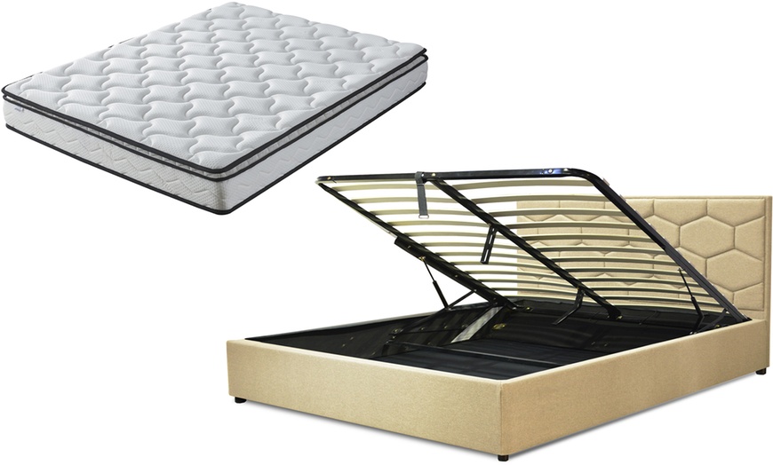 Image 10: Lit coffre Manhattan tissu, matelas en option. Sampur