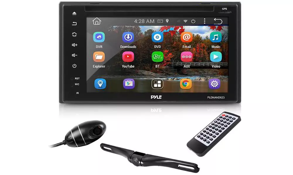 Pyle Double DIN Car Stereo, DVR Dash Cam, & Backup Cam with Wi-Fi & GPS - Primary Image
