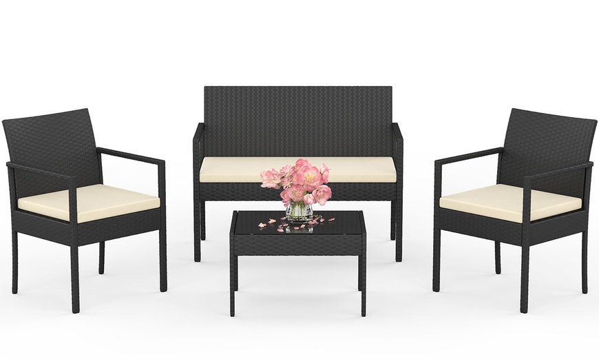 Image 5: Four-Piece Rattan-Effect Garden Furniture Set