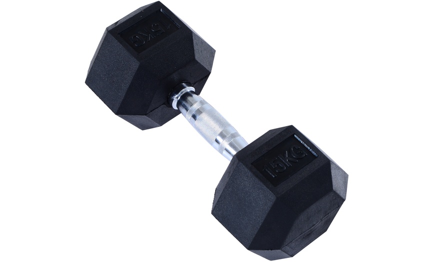 Image 31: Rubber Hexagonal Dumbbells