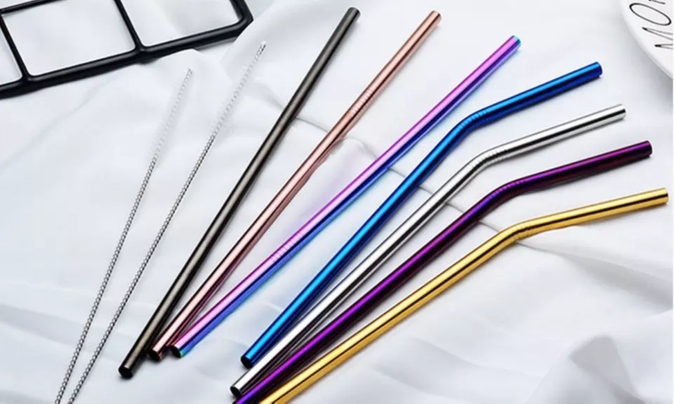 Stainless Steel Straws with Brush (8-Pack) - Primary Image