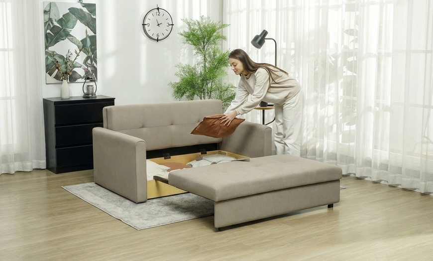 Image 8: 2 Seater Sofa Bed Convertible Bed Settee with 2 Cushions