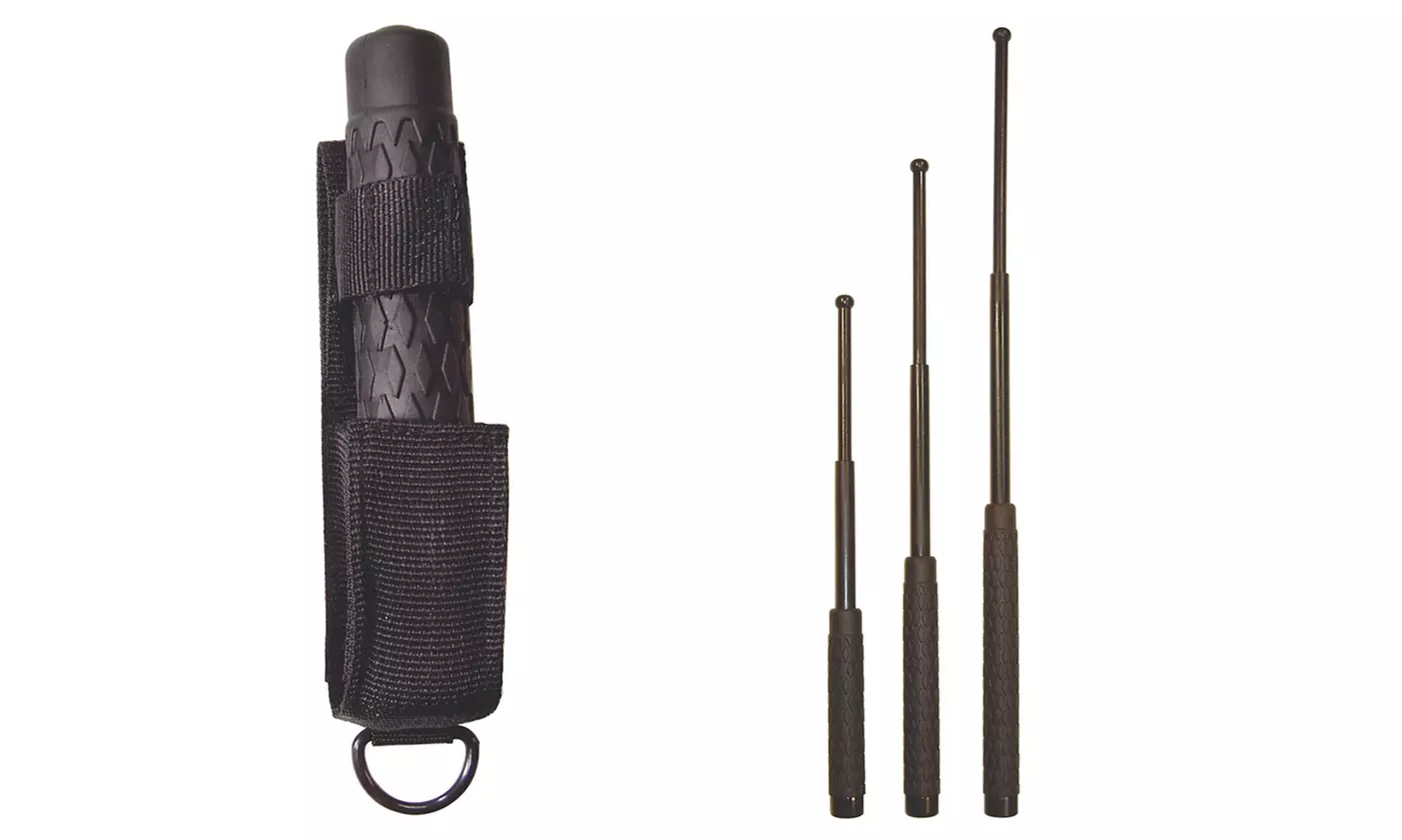 Self Defense Expandable Baton with Foam or Rubber Handle and Sheath - Primary Image