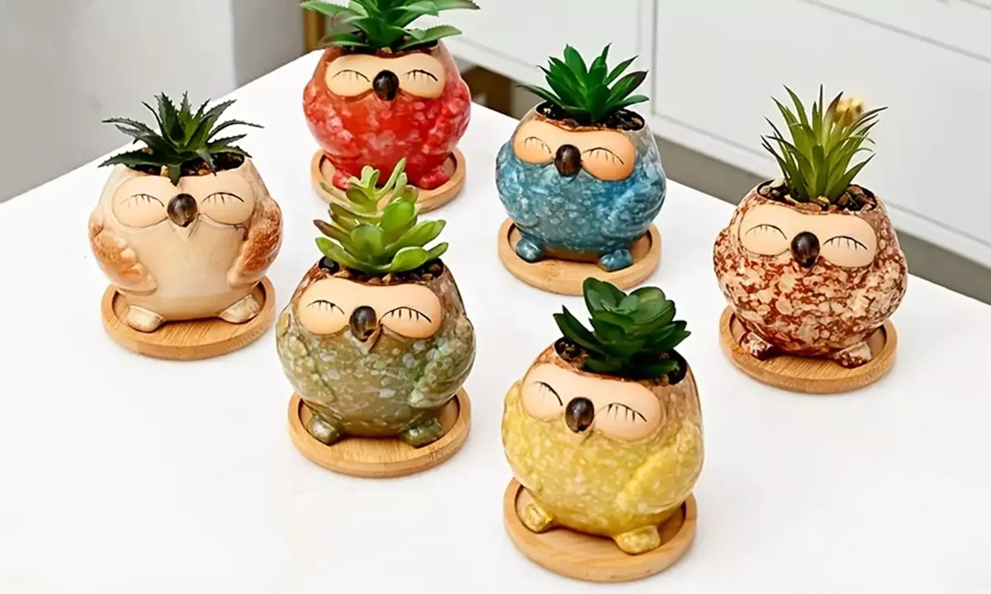 3er- oder 6er-Set Keramiktopf im Eulen Design