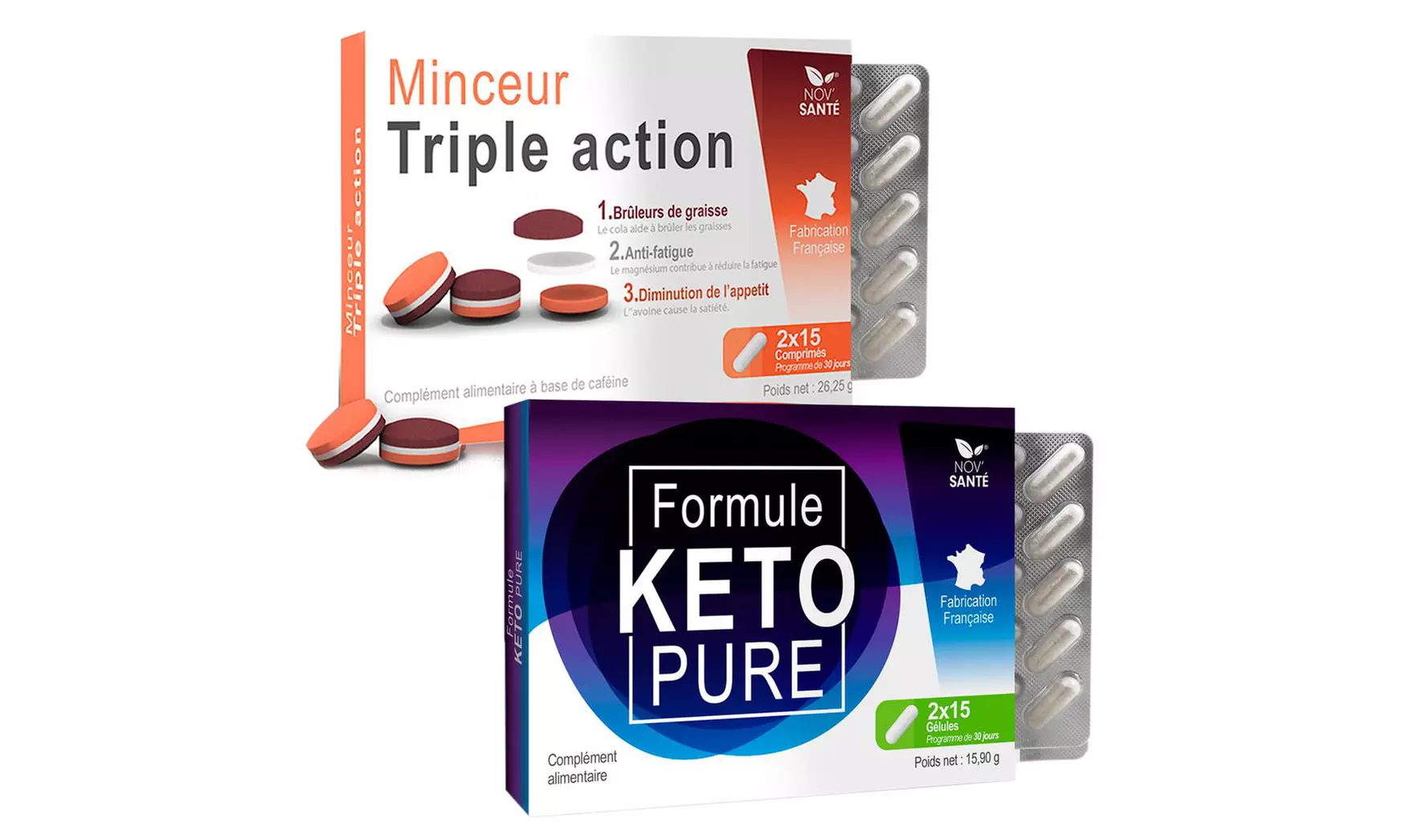 Pack Minceur Duo de Nov'santé, formule Keto Pure et formule Minceur Triple Action - Primary Image