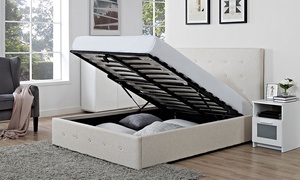  Verona Fabric Storage Ottoman Bed with Optional Orthopaedic Mattress 